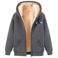 thumbnail image 2 of Brilliant Jackets for Women Winter Women's Long Hoodies Tunic WInter Warm Fleece Lined Zip Up Hooded Sweatshirt Jacket Coat Gray XXL, 2 of 4