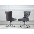 thumbnail image 2 of Swivel Office Chair in Dark Gray Velvet with Stainless Steel and Tufted Seat, 2 of 3