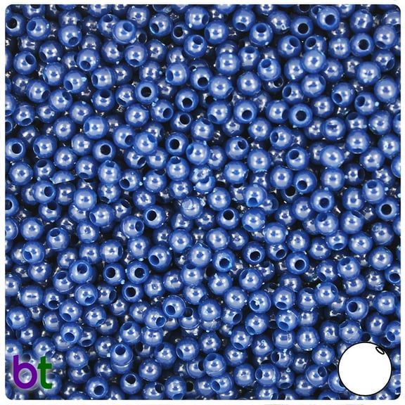 BeadTin Navy Opaque 4mm Round Plastic Beads (1000pcs)