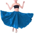 thumbnail image 3 of renvena Kids Girls Satin Spanish Bull Dance Skirt Long Latin Belly Dance Performance Sky Blue 3-4, 3 of 5