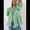 thumbnail image 4 of Blusa Peplum Y2K para Mujer, de Corta Abullonada, con Lazo, para Salir de Verano, Blusa Babydoll. Verde M, 4 of 10