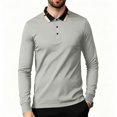 thumbnail image 3 of YOIAVAIOY Mens Contrast Collar Sweatshirt Long Sleeve Button Neck Pullovers Lightweight Slim Fit Pullover Sweatshirts Casual Business Polos White XL, 3 of 8