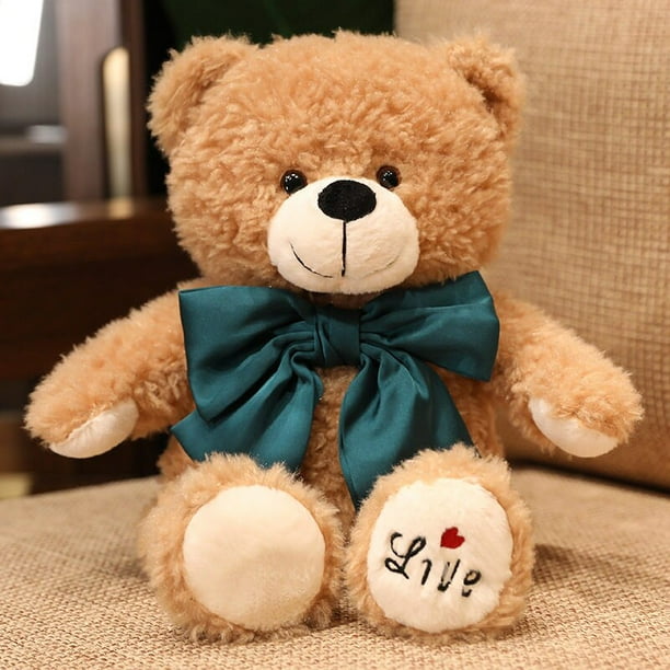 40-80cm Kawaii Teddy Bear Plush Toy Stuffed Animal Soft Brown White Bear with Bow Doll Toys for Kids Girls Valentine Xmas Giftlight brown-green60cm Deng Xun unisex