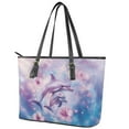 thumbnail image 3 of ZUXONGSY Tie-Dye Dolphin Hibiscus Flower Print Tote Bag for Women Fashion Top Handle Satchel Practicality Shoulder Bag with Zippered for Shopping Work, 3 of 6