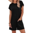 thumbnail image 4 of PWPSG Womens Summer Denim Overalls Square Neck Sleeveless Casual Playsuits with Adjustable Straps and Side Pockets Black L, 4 of 7