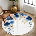 thumbnail image 2 of Round Rug 6Ft Washable Non-Slip, Navy Blue Spring Floral Circle Area Rugs for Living Room Bedroom, Farmhouse Butterfly Indoor Floor Mats Carpet Runner for Home Decor Aesthetic, 2 of 8