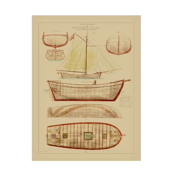 Vision Studio 'Small Antique Ship Plan III' Canvas Art