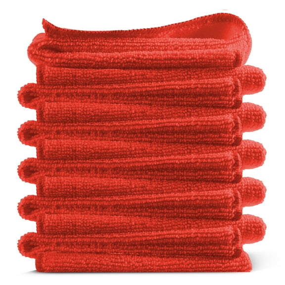 Etienne Alair Super Soft Microfiber Cleaning Cloth, Red Washcloths (12 x 12 Inches) 12 PCs
