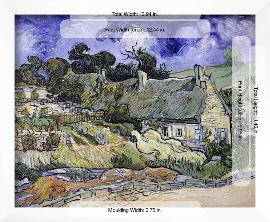 Vincent Van Gogh Thatched Cottages At Cordeville Art Print Framed 12x16