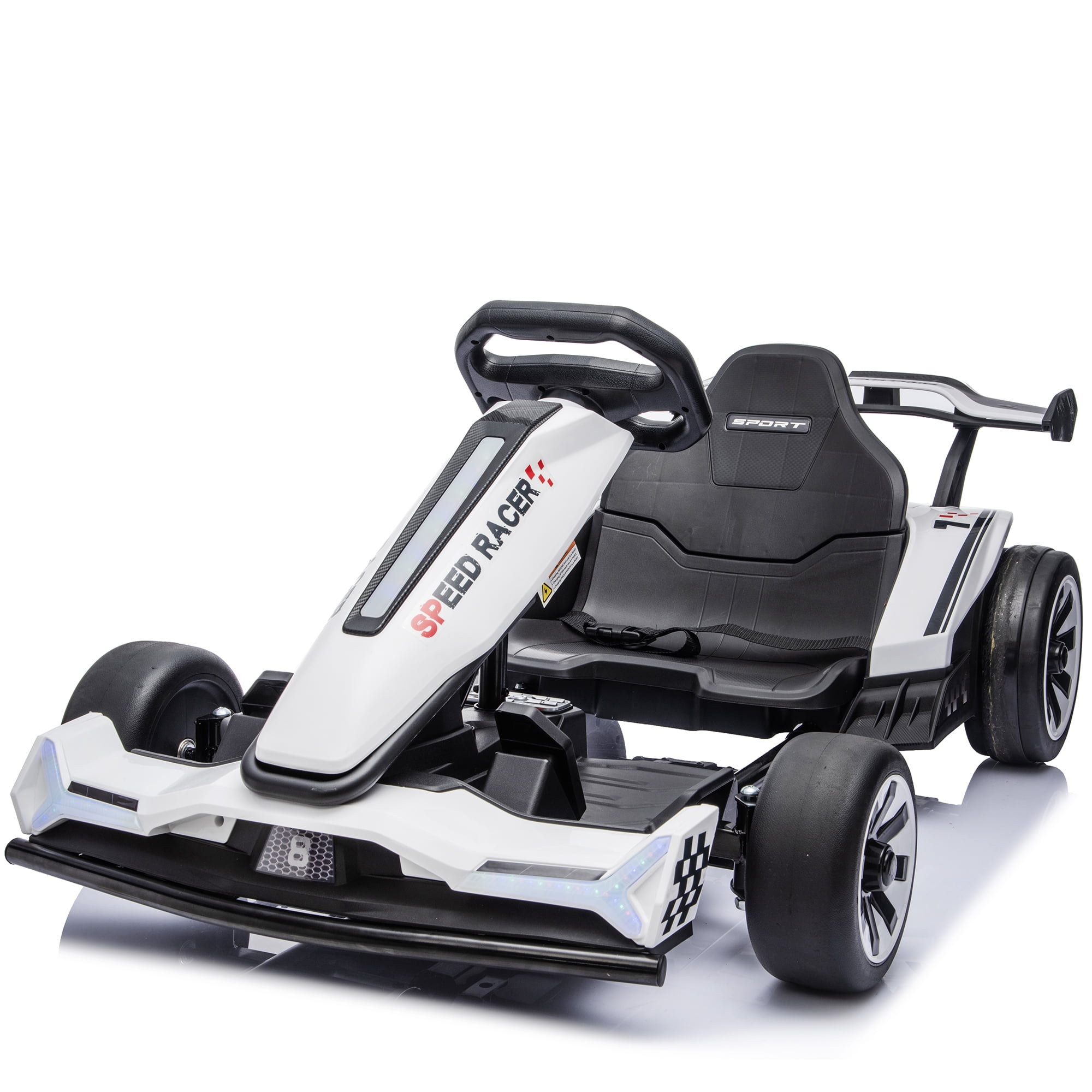 ホワイトスカイヴィールスカート 24V Go Kart Ride on Toys 800W 360° Drift Car w/ Adjustable Length