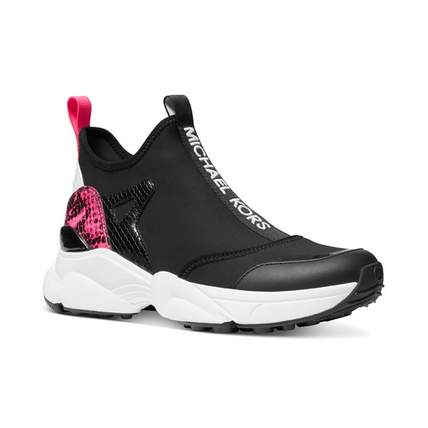 Michael Kors Women's Willow Scuba Leather Slip-On Trainer Sneakers Shoes  Black/Pink () 