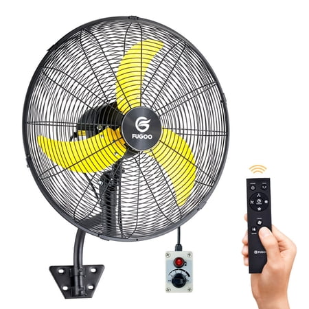 24 in. BLDC Motor High-Velocity Oscillating Yellow Indoor/Outdoor Wall Mount Fan