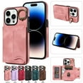 thumbnail image 6 of iPhone 15 Pro Max / 15 Ultra Wallet Case with Ring Holder Luxury Leather Kickstand Case  Woman Man-Pink, 6 of 7