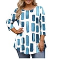 thumbnail image 1 of Débardeurs Amples Grande Taille pour Femmes Imprimés Manches 3/4 Col Rond Blouse Décontractée Été, Tuniques à Manches Longues Grande Taille pour Femmes, 1 of 6