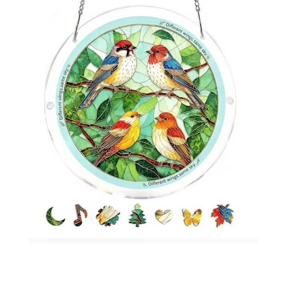 Acrylic Puzzles Suncatcher, 7.4 Inch Hummingbird Window Suncatcher Acrylic Puzzle, DIY Acrylic Suncatcher Jigsaw Puzzle Home Decor Art Gift