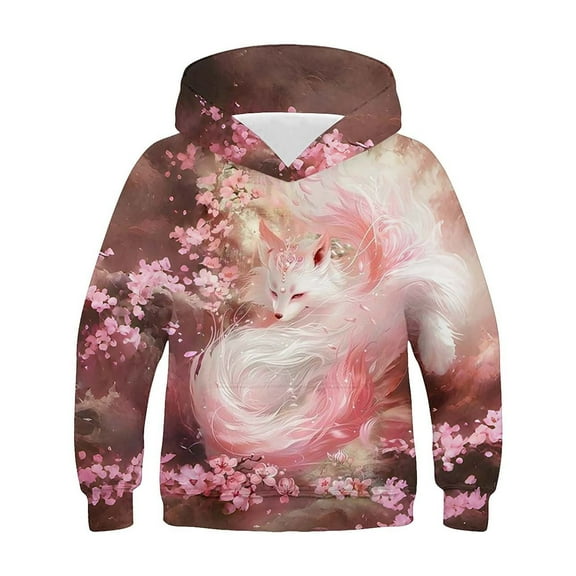 Fesfesfes Toddler Sweatshirts Children's Shirt Long Sleeve Tops Sweatshirt T-shirt Printed Hooded Sweatshirt