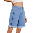 thumbnail image 3 of Women'S High Waist Long Jean Shorts for Women Ripped Distressed Jeans Short Love S, 3 of 10