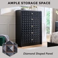 thumbnail image 7 of wow97e Modern 5 Drawer Dresser for Bedroom, Wooden Tall Dressers & Chests of Drawers w/Diamond Panel Decorate, Black, 7 of 7