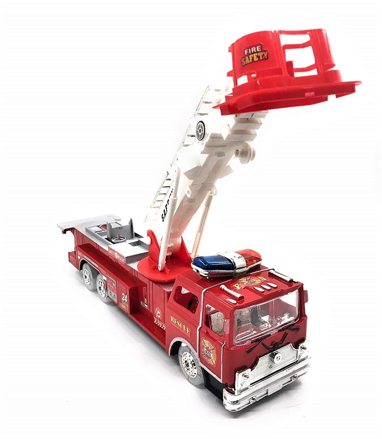 USToyOutlet Heroes To The Rescue Fire Engine Truck with Extending Ladder & Lights & Siren Sounds Bump & Go Action - Red