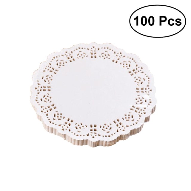 100pcs Disposable Oil-absorbing White Lace Paper Doilies Cake Box Liner Packaging Paper Pad 6.5"