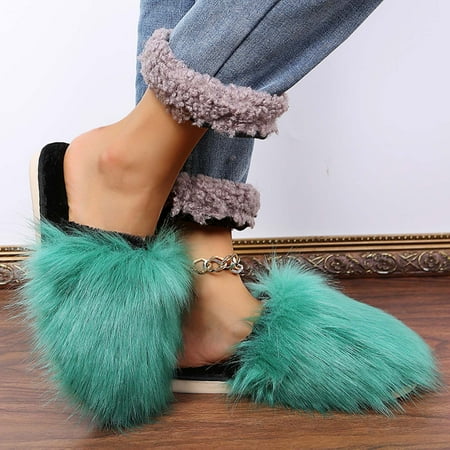 

Hvyesh Deals of The Day Women s Round Head Flat Bottom Slippers Women s Faux-Fur Slippers Mulit-Color Summer Beach Travel Slipper