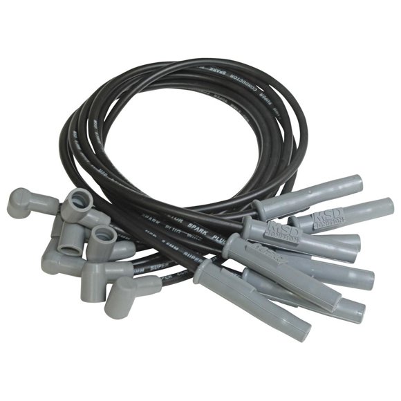 MSD Ignition Spark Plug Wire Set 31373 Super Conductor; Pre Assembled; Black; 8-1/2 Millimeter; Silicone and Synthetic; Straight Spark Plug Boots