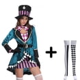 thumbnail image 1 of Carnaval Halloween señora Alice Mad Hatter disfraz cuentos de hadas princesa Spooktacular juego de rol Cosplay vestido de fiesta elegante, 1 of 5