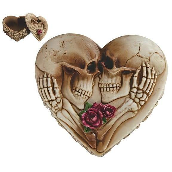 FC Design 5.5"W Skull Couple Trinket Box Statue Sculpture Ornament Decoration Home/Room Decor and Unique Gift Ideas for Housewarming, Holidays and Birthdays