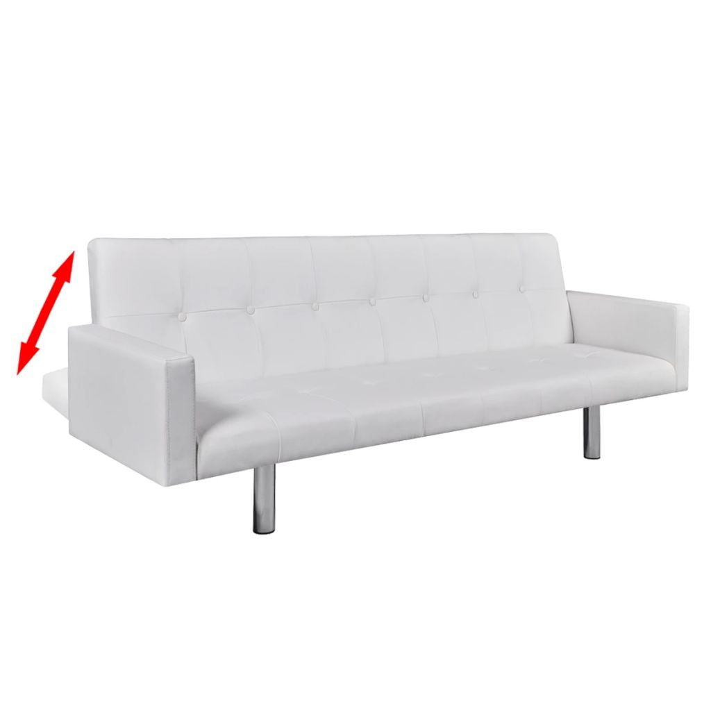 Kepooman Modern Folding Artificial Leather Sofa Bed for Home Office, White Kepooman Modern Folding Artificial Leather Sofa Bed for Home Office, White