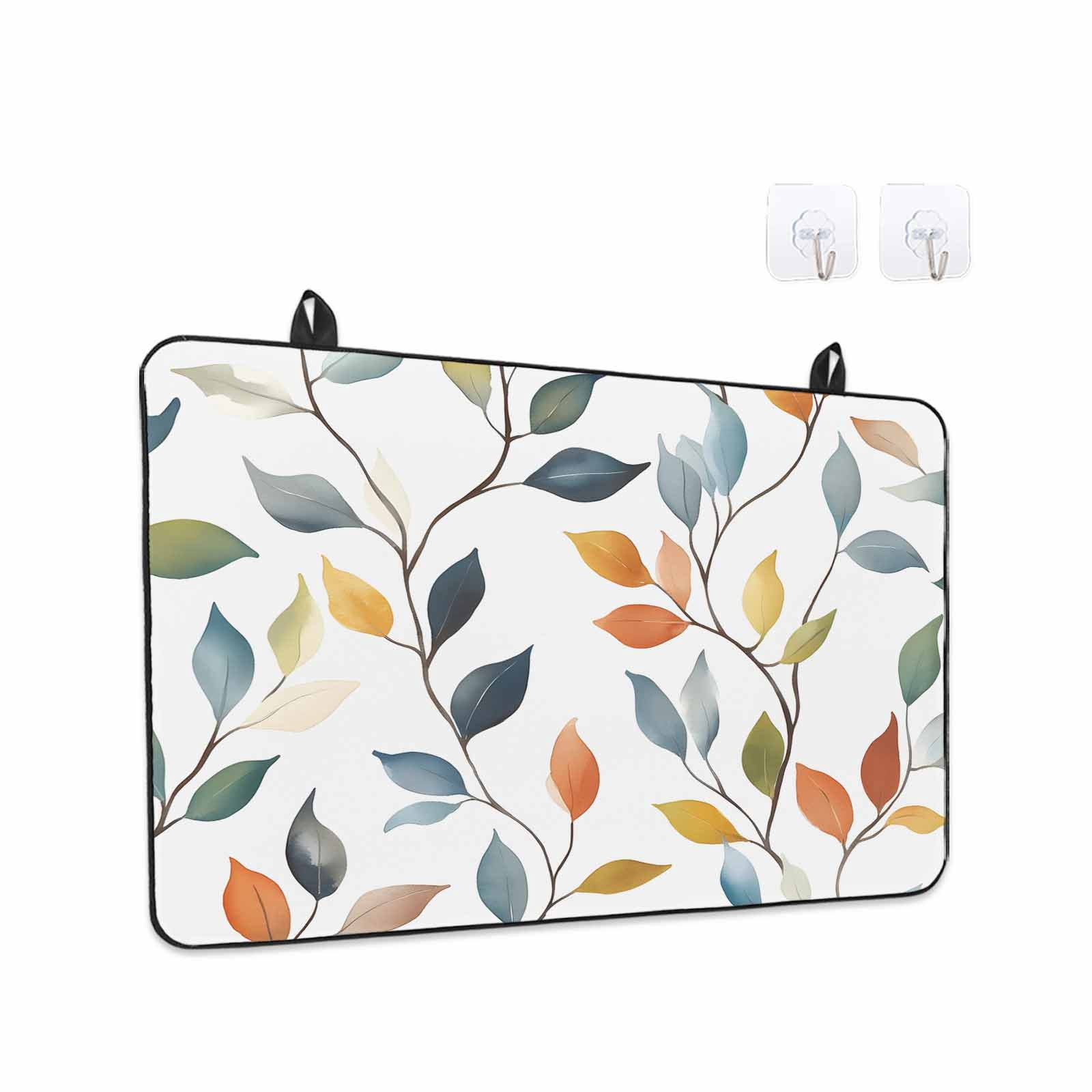 Colorful Leaf Stove Top Cover for Electric Stove, Heat-proof & Non Slip Glass Top Stove Cover Protector, Pastoral Botanical Summer Spring Kitchen Flat Cooktop Rubber Mat 24x21 Inches