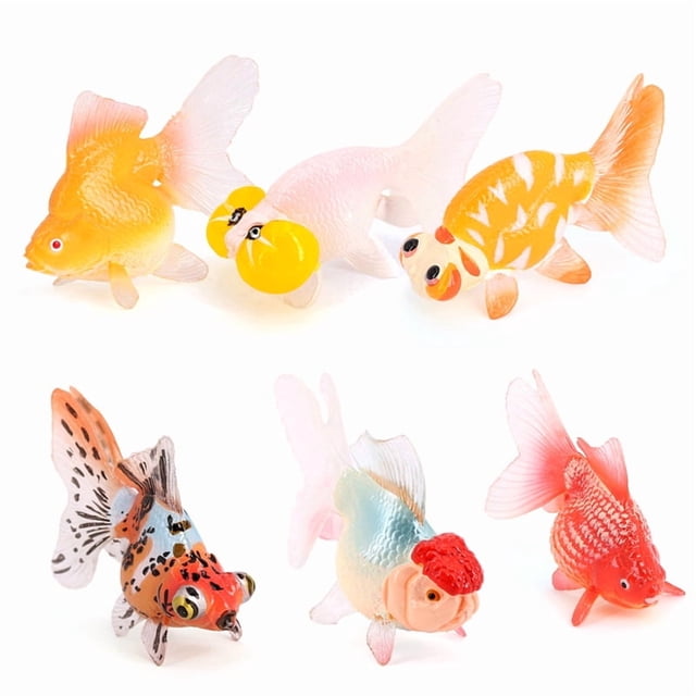 Set de figuras de peces de colores realistas, modelo de pez de acuario de PVC, 6 piezas