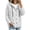 White(Ladies Hoodies ), variant on Button Down Waffle Hoodie for Women Loose Fit Drawstring Patch Pocket Long Cardigan