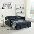 thumbnail image 3 of 55.5" Pull Out Sofa Bed, Velvet Sleeper Sofa Couch with Adjustable Backrest and USB Socket, Tufted Upholstered Sofa Bed with 2 Lumbar Pillows and Side Pockets for Living Room, Office, Apartment, Black, 3 of 9