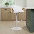 thumbnail image 2 of Solstice Modern Adjustable Swivel Barstool in Ivory Finish with White Upholstered Seat, Patterned Oak Wood Accents, 2 of 5