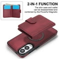thumbnail image 2 of for Samsung Galaxy S25 Edge Case, Compatible with MagSafe, Detachable Magnetic Wallet Case with PU Leather Kickstand Card Slots Shockproof Protection 2 In 1 Function Case for Galaxy S25 Edge, Winered, 2 of 6