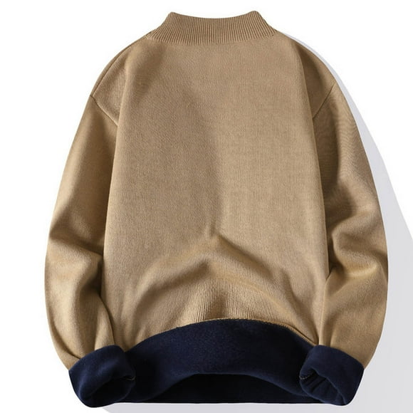 jsaierl Mens Sweater Knit Crew Neck Warm Solid Shirt Top Long Sleeve Casual Loose Fleece Pullover Sweater