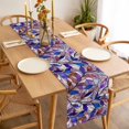 thumbnail image 4 of Purple Blue Leaves Table Runner Stained Glass Botanical Leaf Branches Tablerunners 13 x 70 Inch, Table Decorations Tabletop Scarf for Summer Gathering Holiday Farmhouse Kitchen Dining Decor, 4 of 8