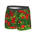 Red Poppy Field Farm Meadow Landscape Print Underwear For Men,Soft
