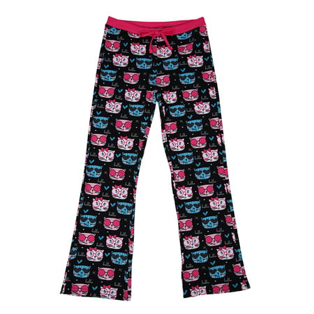 HDE Girl's Pajama Pants Soft Sleepwear Casual Loose Lounge PJ Bottoms (Hello Cats, Large | 10/12)
