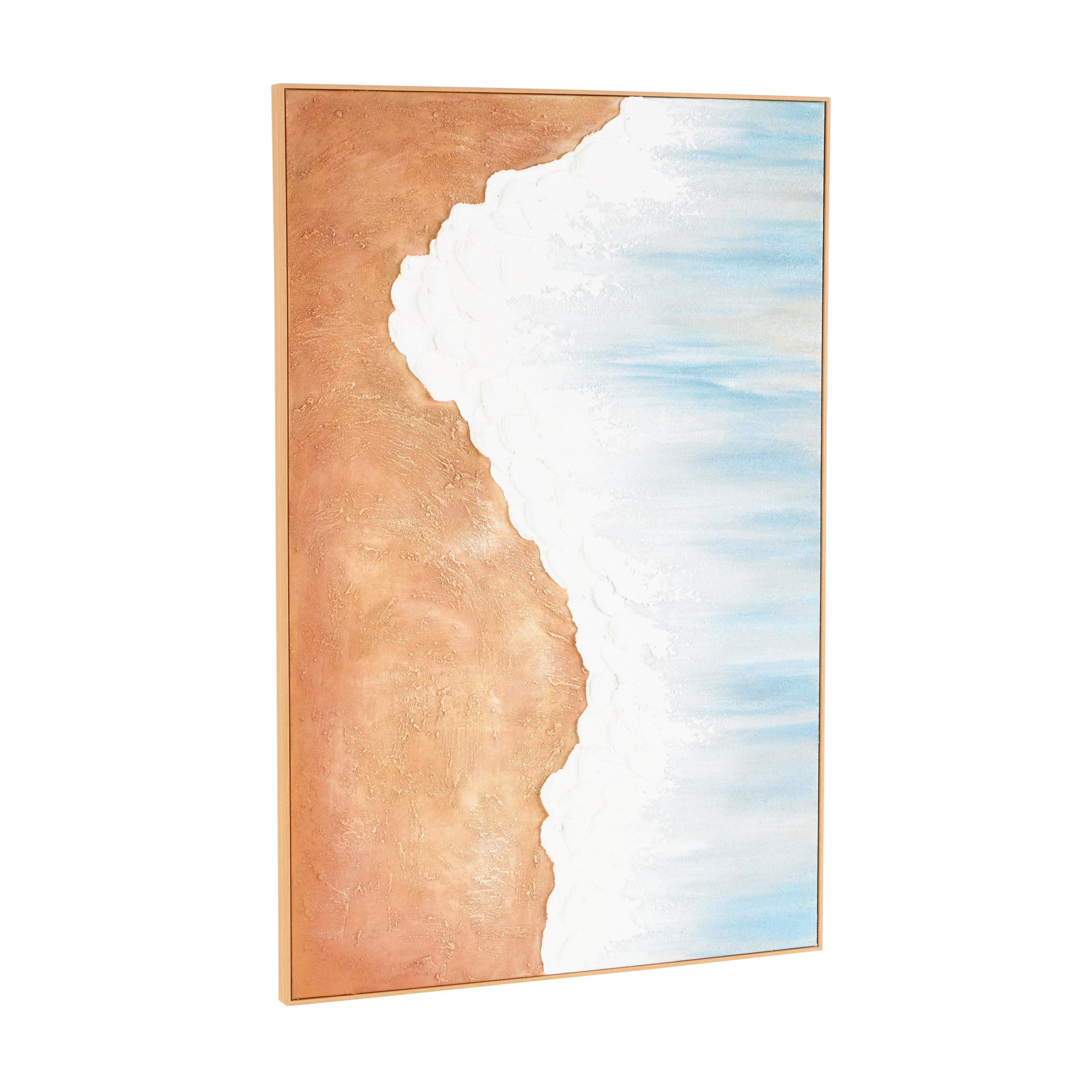 32" x 47" Abstract Ocean Wave Landscape Framed Wall Art, by DecMode