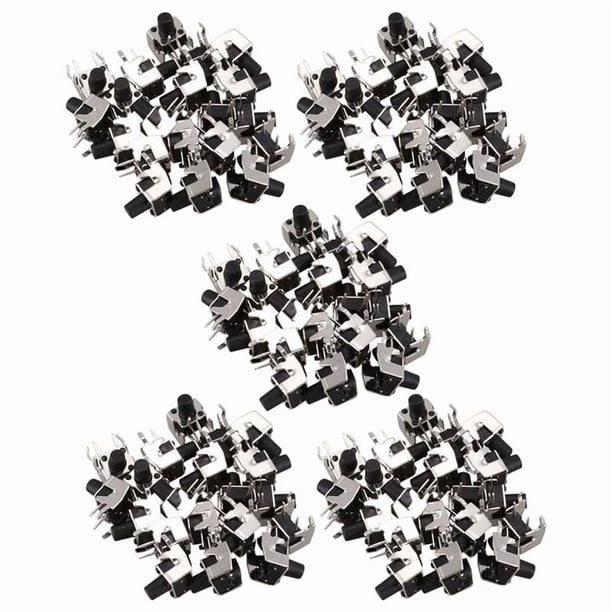 100Pzs Interruptor de Boton Pulsador de Tacto Tactil de Angulo Recto Momentaneo 6 x 6 mm x 8 mm