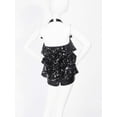 thumbnail image 4 of TiaoBug Kids Girls Sequins Latin Jazz Leotard Halter Tassel Mini Dress Hip Hop Dance Costume Black 10, 4 of 7