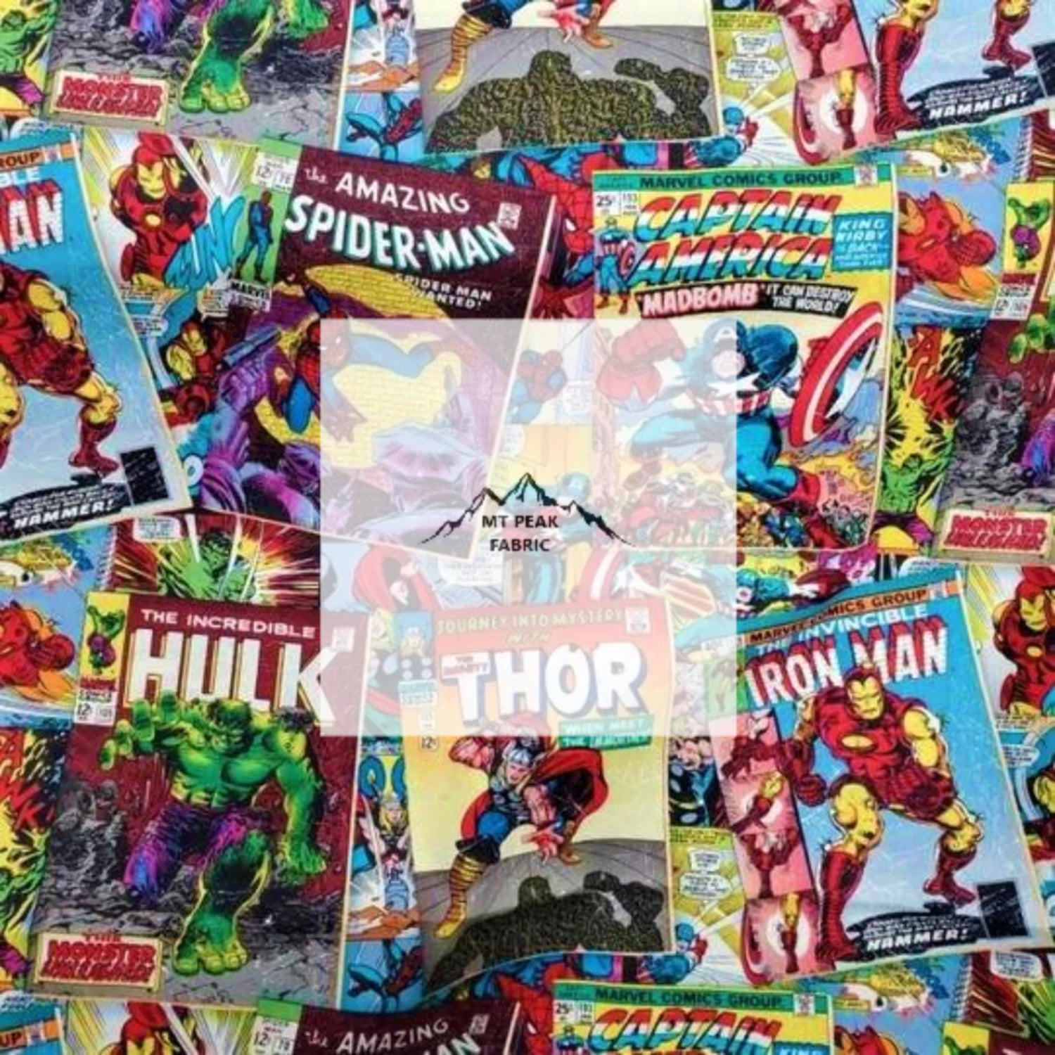 Superhero Avengers Marvel Comic Multicoloured Quilting Fabric Kids Film FQ 
