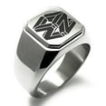 thumbnail image 1 of Stainless Steel Letter Z Initial 3D Cube Box Monogram Engraved Engraved Square Flat Top Biker Style Polished Signet Ring, 1 of 1