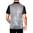 thumbnail image 3 of INSPIRE CHIC Men's Camp Collar Patchwork Short Sleeved Club Sequin Sheer Shirts M Black, 3 of 6