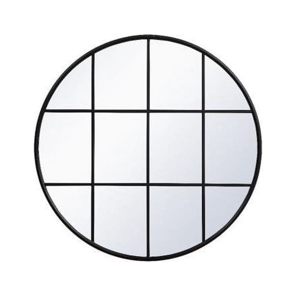 42 x 42 in. Metal Windowpane Mirror, Black
