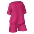 thumbnail image 6 of NMMUED Short Sets for Women Linen Sets for Women 2 Piece Summer Outfits for Women Gauze Sets for Women 2 Piece Lounge Sets for Women, Hot Pink M, 6 of 6