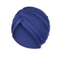 thumbnail image 2 of Herrnalise Women Solid Beading India Hat Muslim Ruffle Cancer Chemo Hat Beanie Wrap Cap, 2 of 5