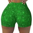 thumbnail image 2 of Lsque Green Glitter Pattern High Waisted Biker Shorts for Women-Tummy Control Fitness Athletic Workout Running Yoga Gym Shorts,Moisture-Wicking-Small, 2 of 9
