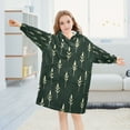 thumbnail image 5 of FORMRS Wearable Blanket Hoodie with Sleeves for Kids Cozy Flannel Sweatshirt, Dark Green Plants, 5 of 7